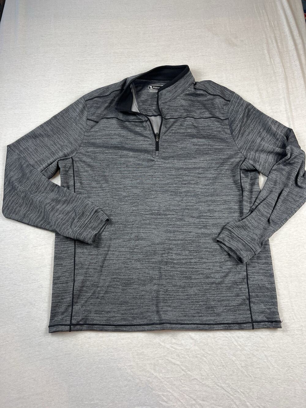Pebble Beach Men's Dry Luxe Performance Pullover Sweater Grey, 1/4‎ Zip Size L